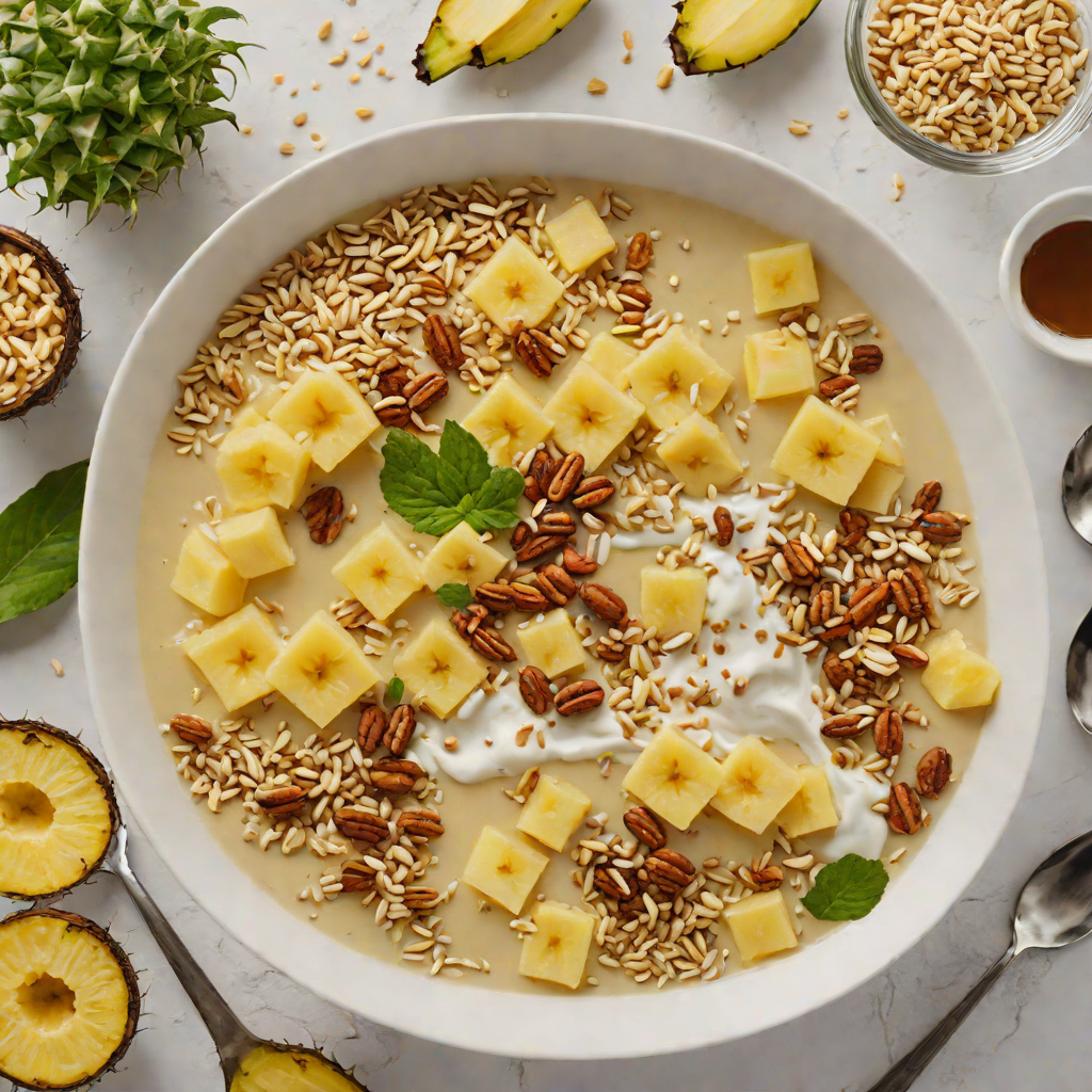 Pineapple and Banana Smoothie Bowl with Coconut Granola