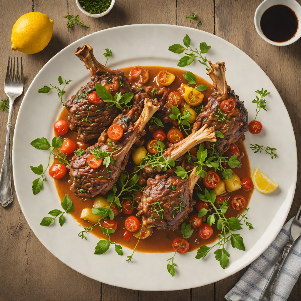 Slow-Cooked Lamb Shanks with Lemon Myrtle and Bush Tomato