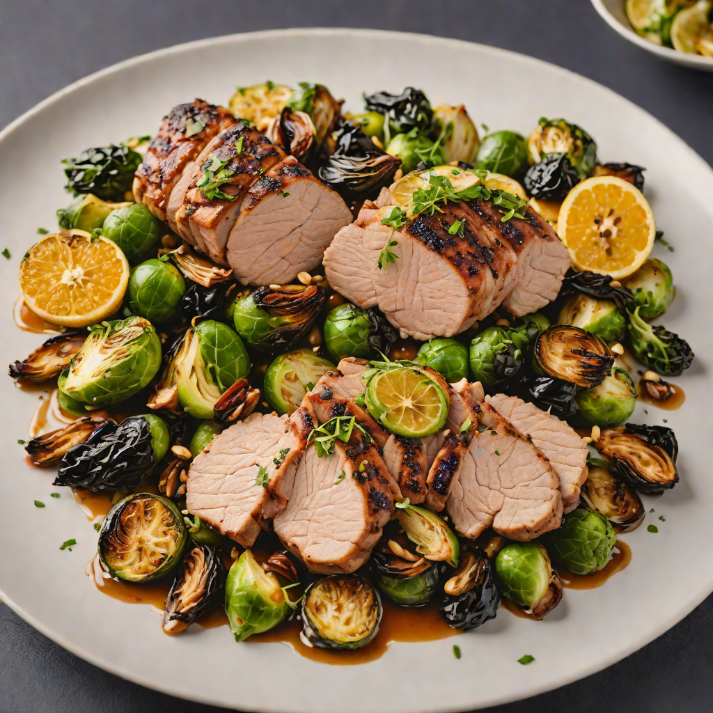 Grilled Citrus-Marinated Pork Tenderloin with Roasted Brussels Sprouts
