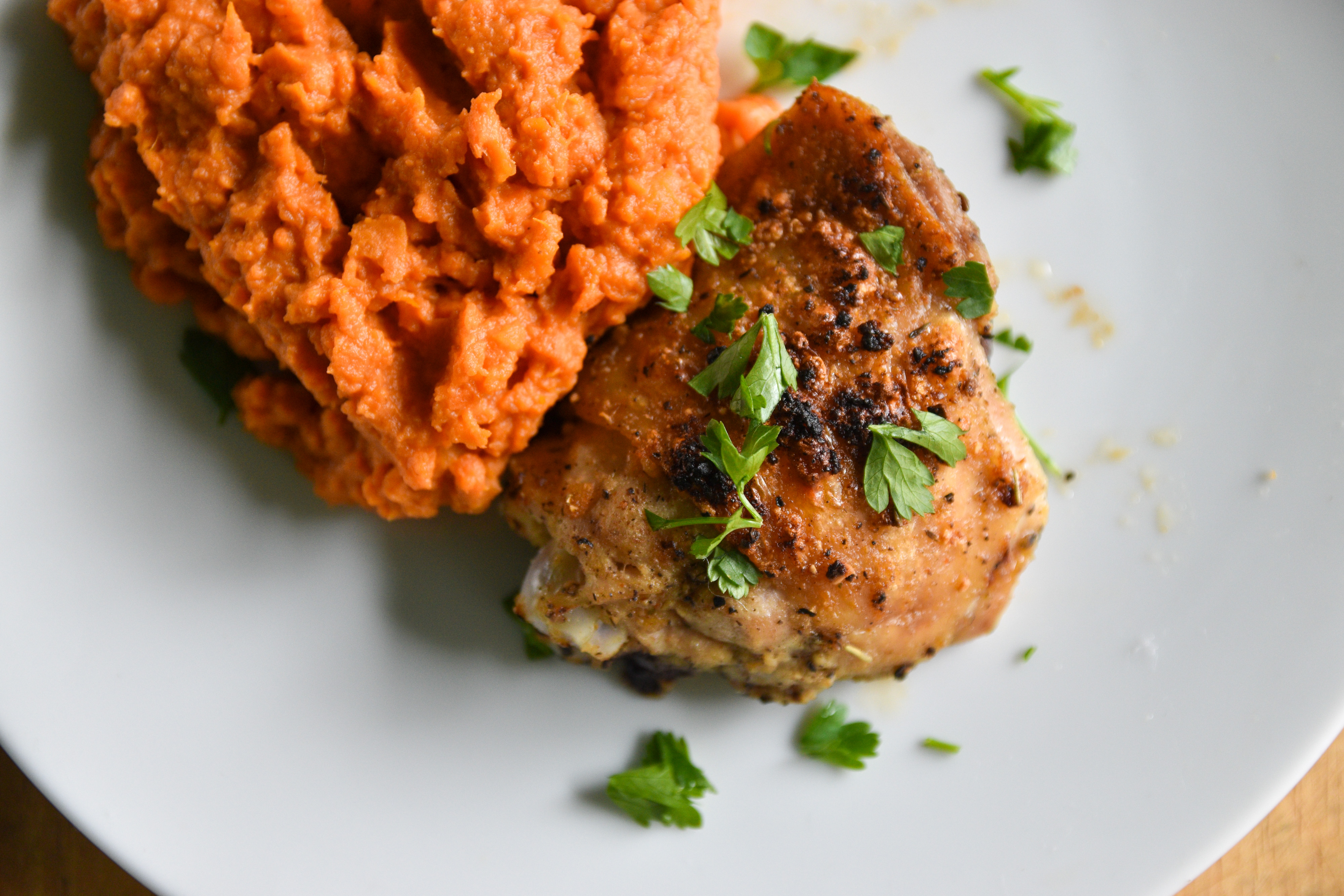 Turmeric-Ginger Chicken with Sweet Potato Mash