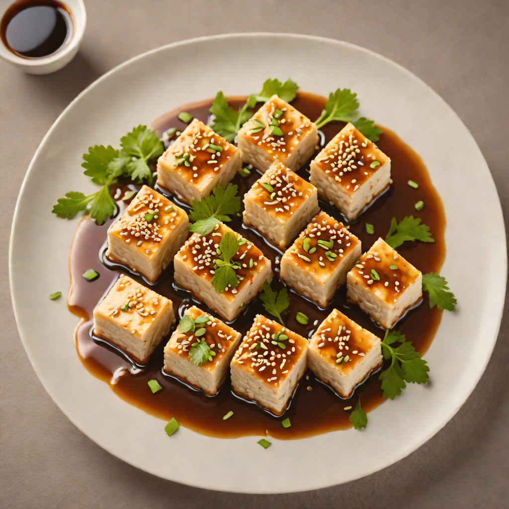 Steamed Sesame Tofu with Ginger-Soy Glaze
