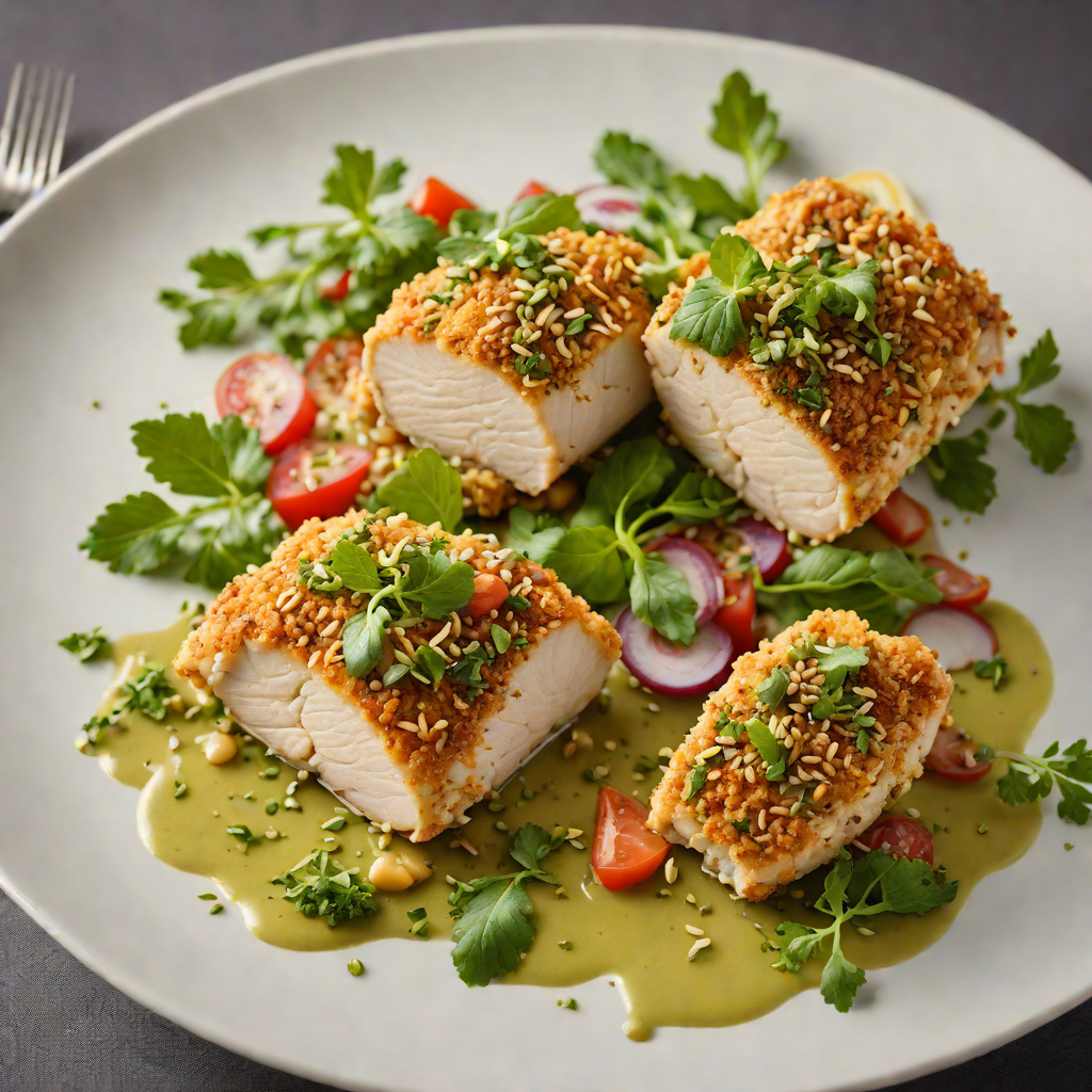 Macadamia-Crusted Chicken with Wattleseed Pesto