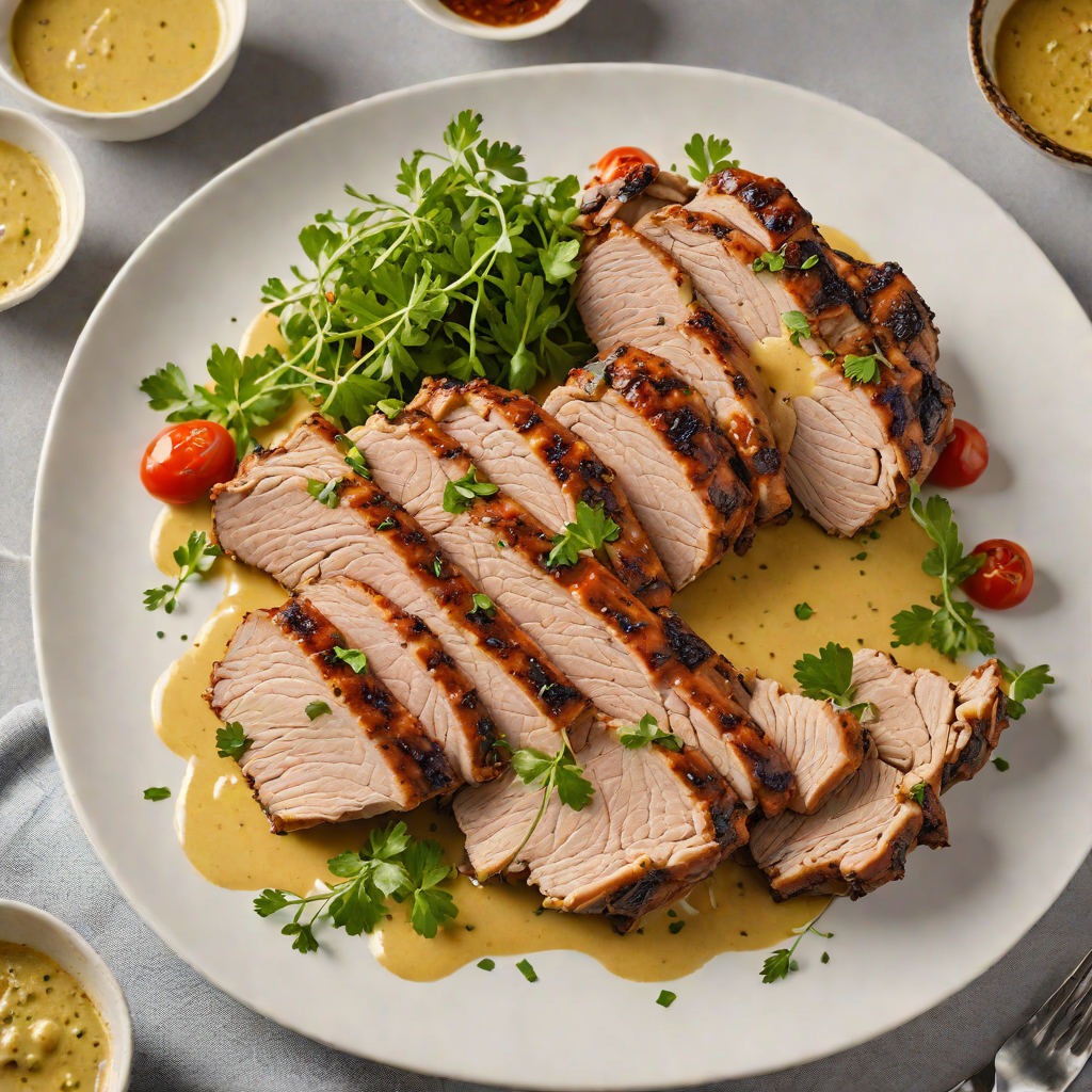 Slow-Roasted Pork Shoulder with Mustard Herb Sauce