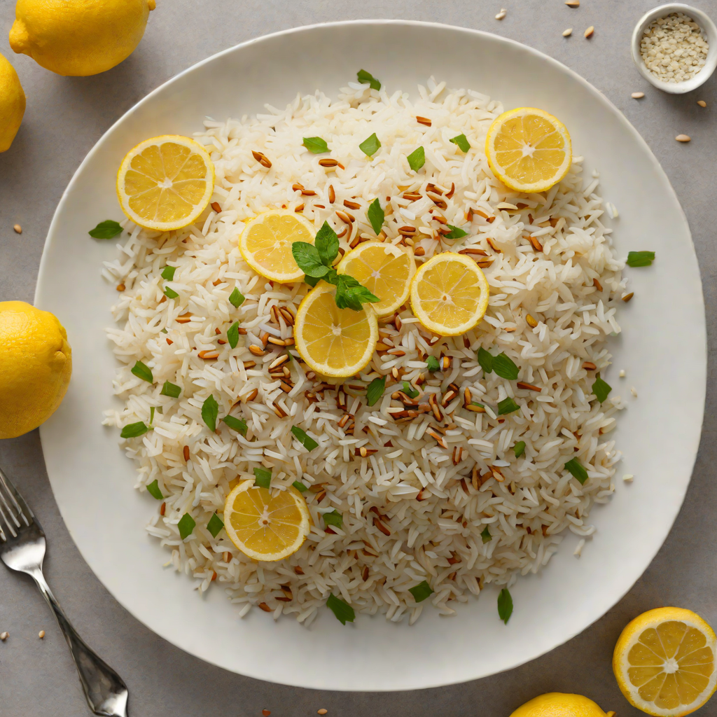 Lemon-Ginger Infused Jasmine Rice with Toasted Sesame Seeds
