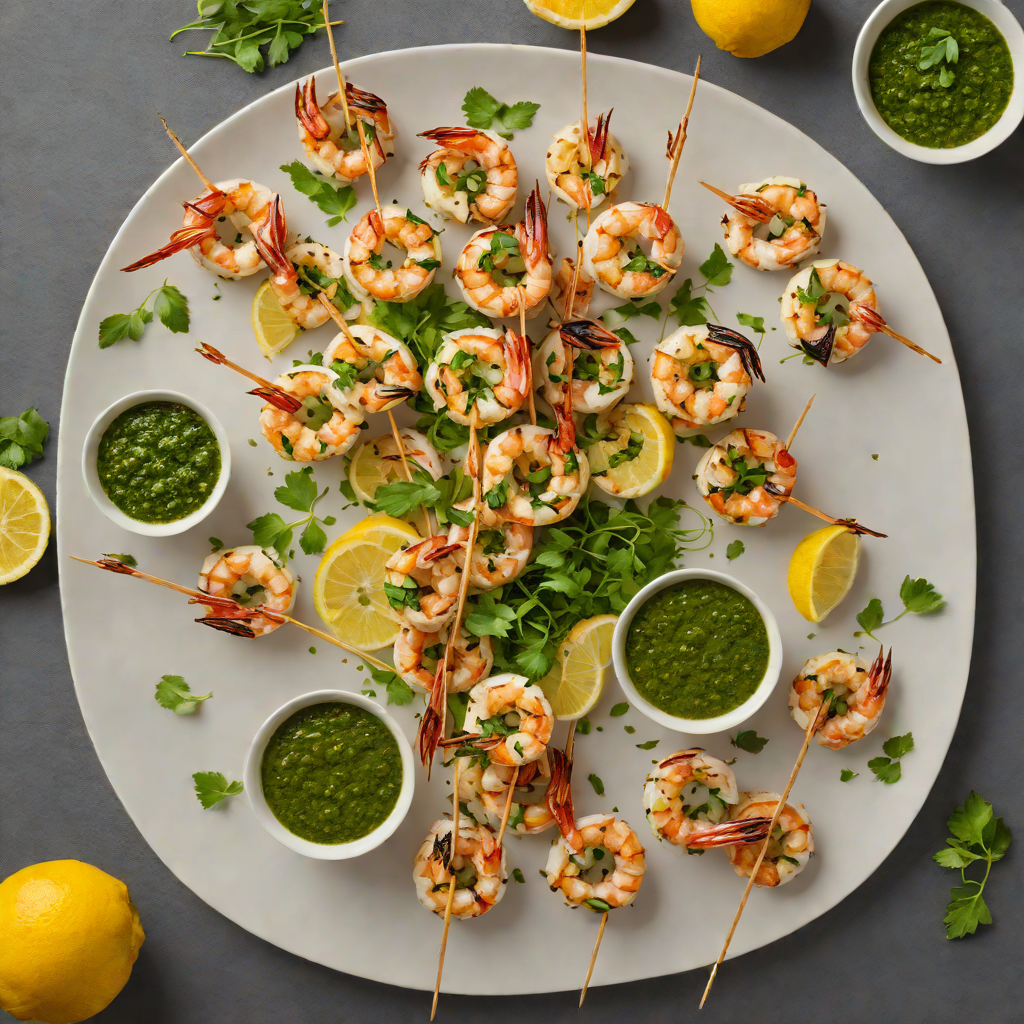 Grilled Citrus-Marinated Shrimp Skewers with Garlic Chimichurri