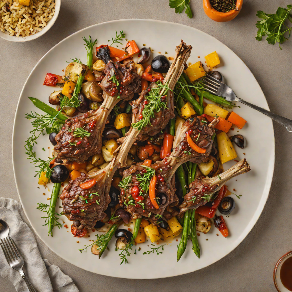 Slow-Cooked Lamb Shanks with Wattleseed and Roasted Veggies