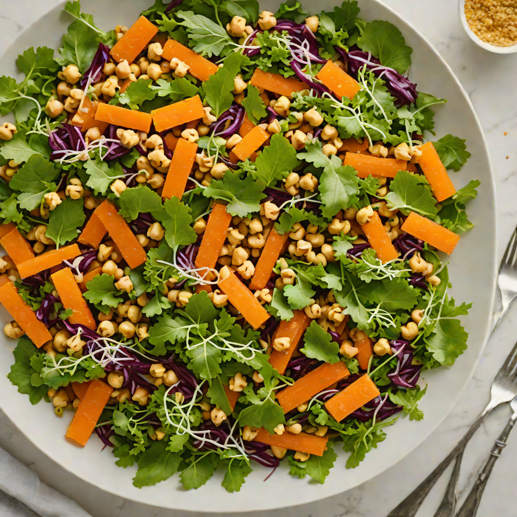 Roasted Wattleseed Carrot and Chickpea Salad with Macadamia Dressing
