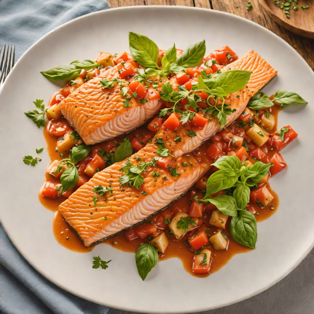 Pan-Seared Salmon with Tomato Basil Sauce
