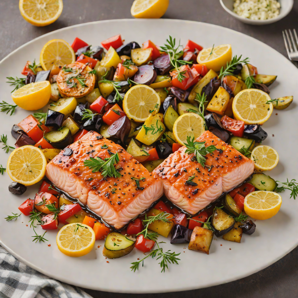Sheet Pan Citrus-Glazed Salmon with Roasted Mediterranean Vegetables
