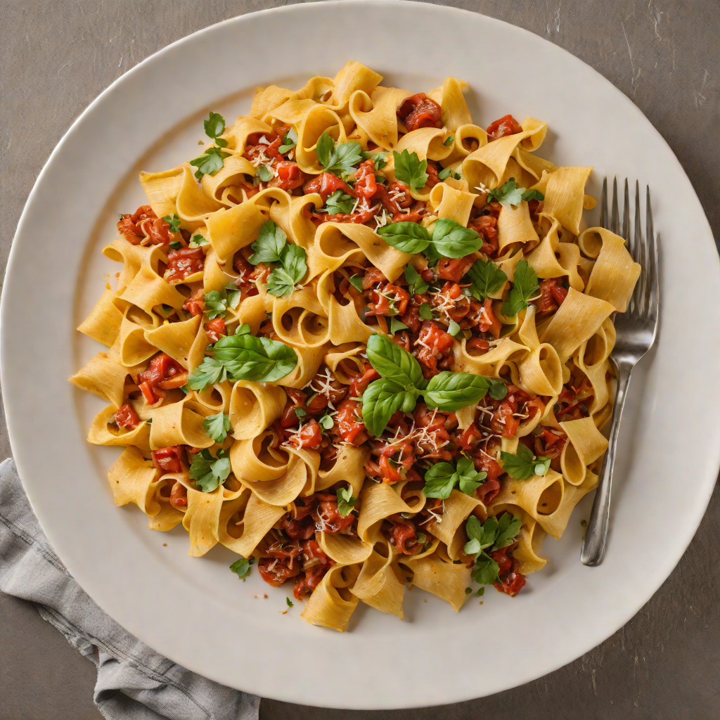 Slow-Roasted Garlic and Tomato Ragu with Pappardelle