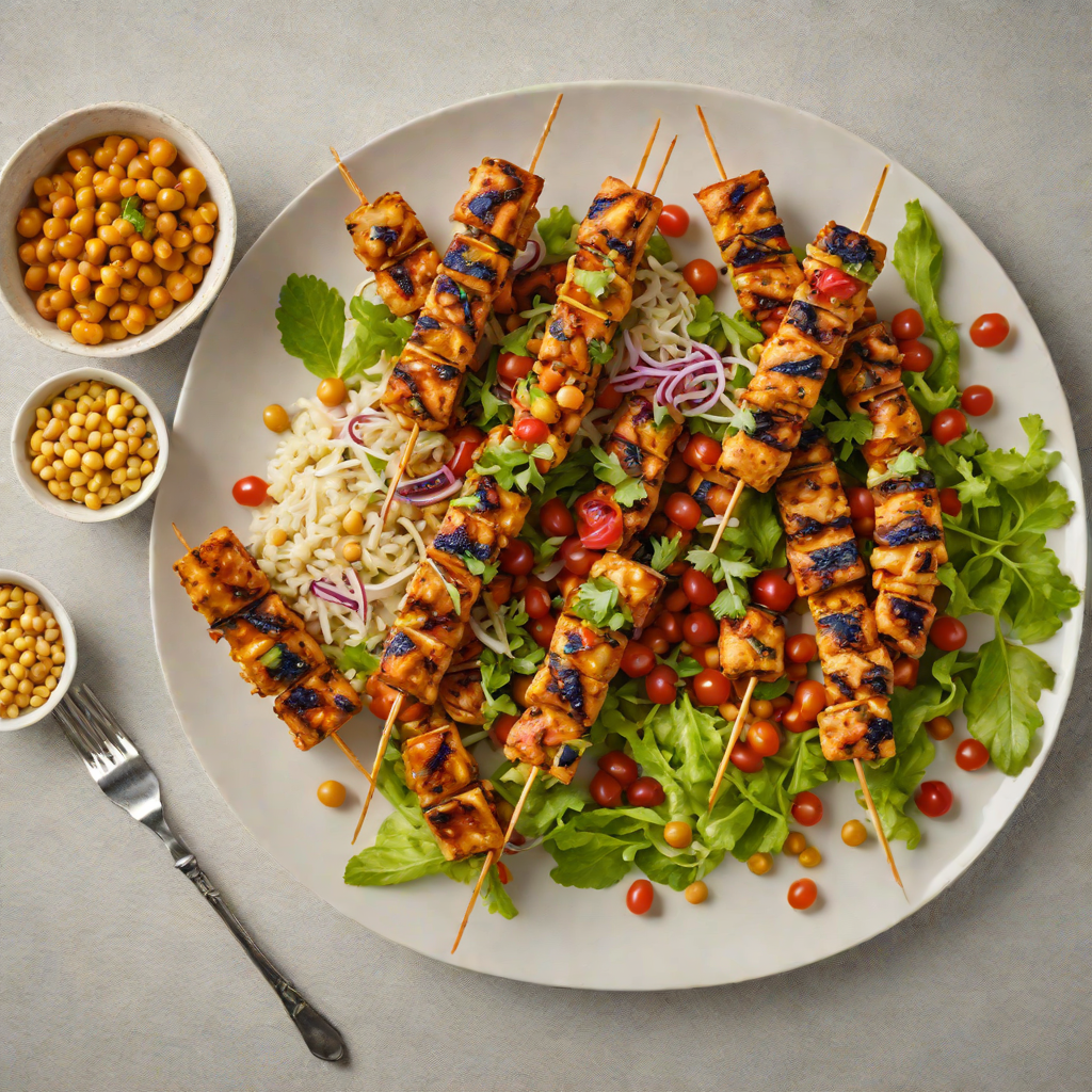 Grilled Harissa-Spiced Chicken Skewers with Chickpea Salad