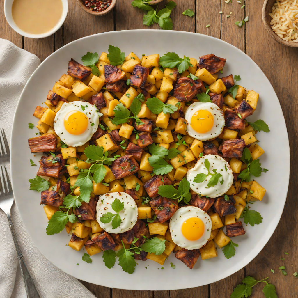 Coconut-Braised Plantain and Pork Breakfast Skillet
