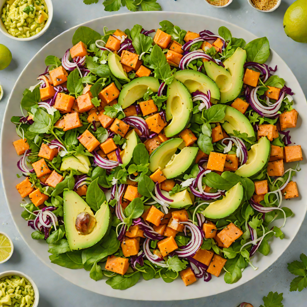 Dominican-Inspired Sweet Potato and Avocado Salad with Citrus Dressing