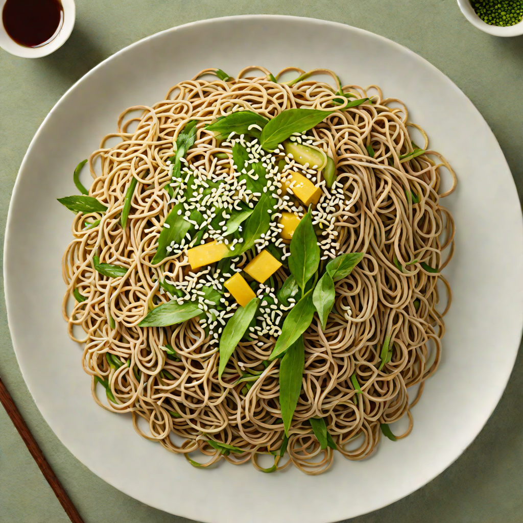 Chilled Green Tea Soba Noodles with Sesame and Scallions