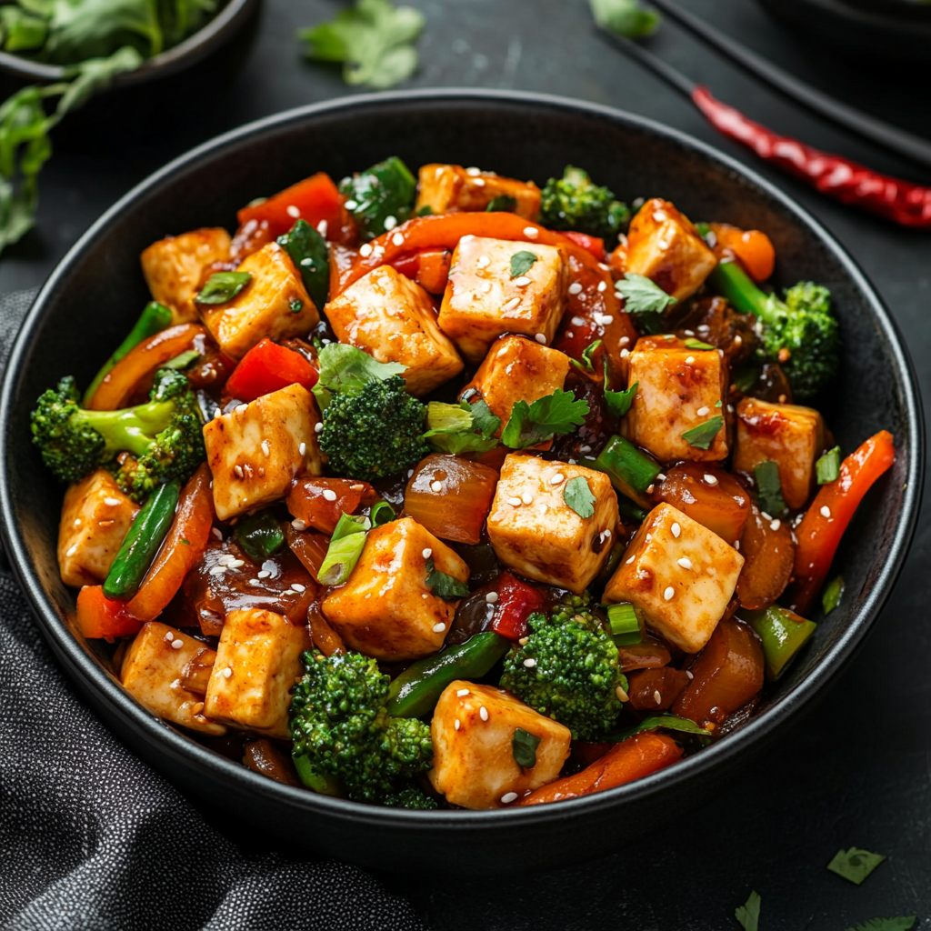Spicy Korean-Style Tofu Stir Fry with Kimchi and Sesame