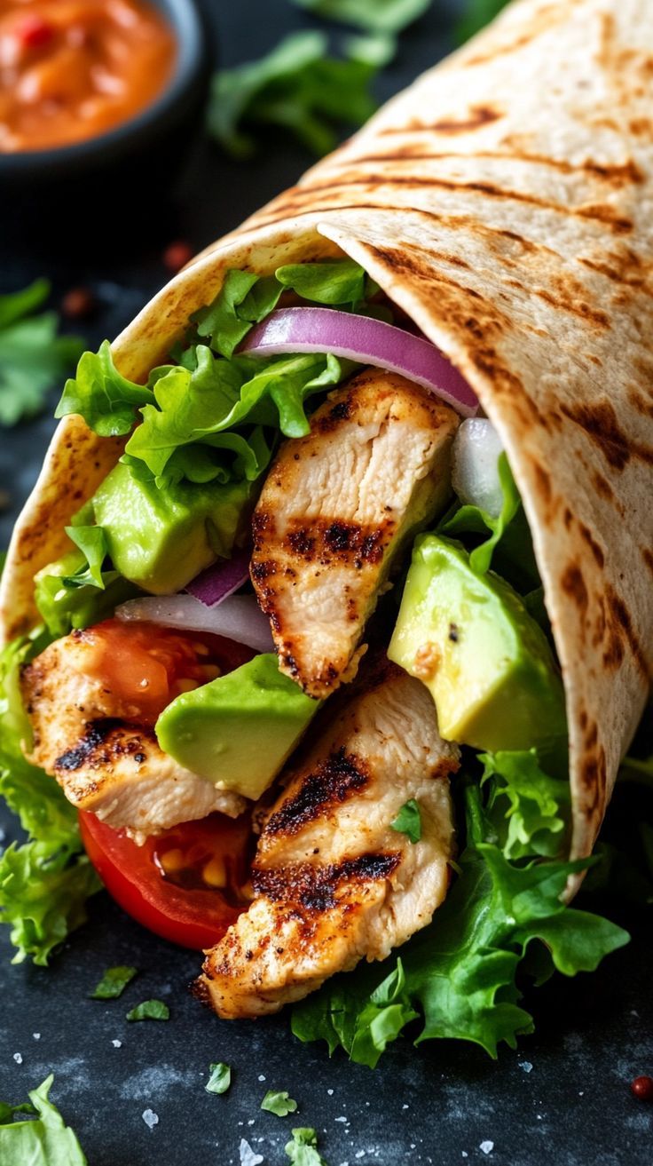 Spiced Suede Chicken Wrap with Creamy Avocado Dressing