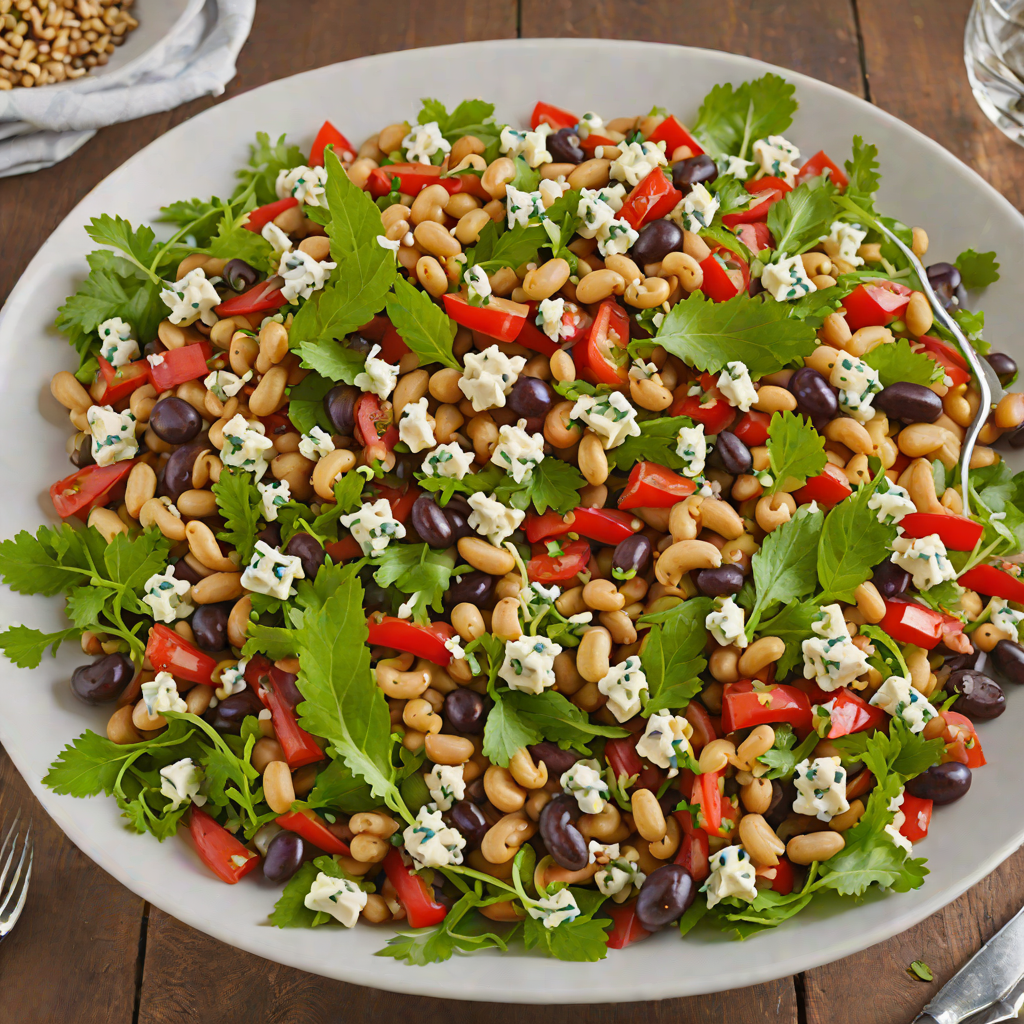 Three-Bean Salad with Red Pepper and Blue Cheese