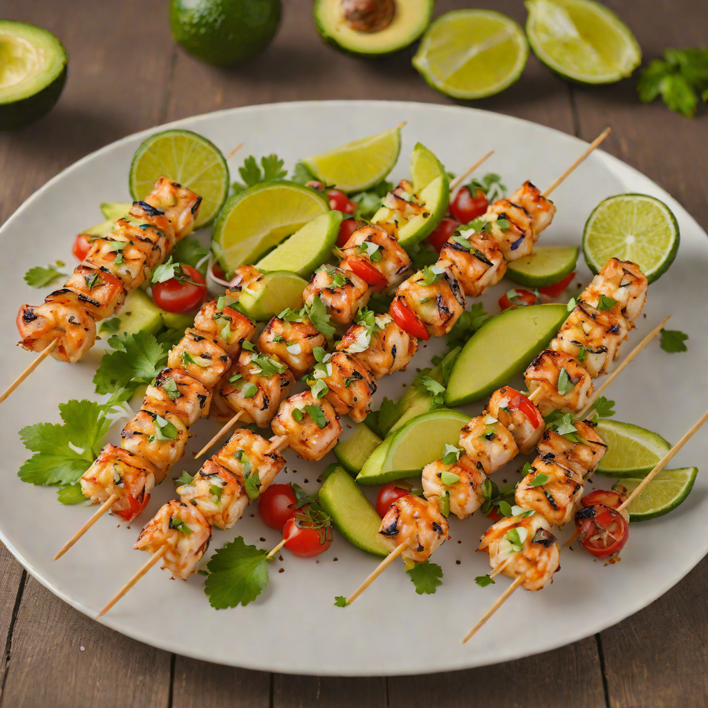 Grilled Lime-Honey Glazed Shrimp Skewers with Avocado Salsa