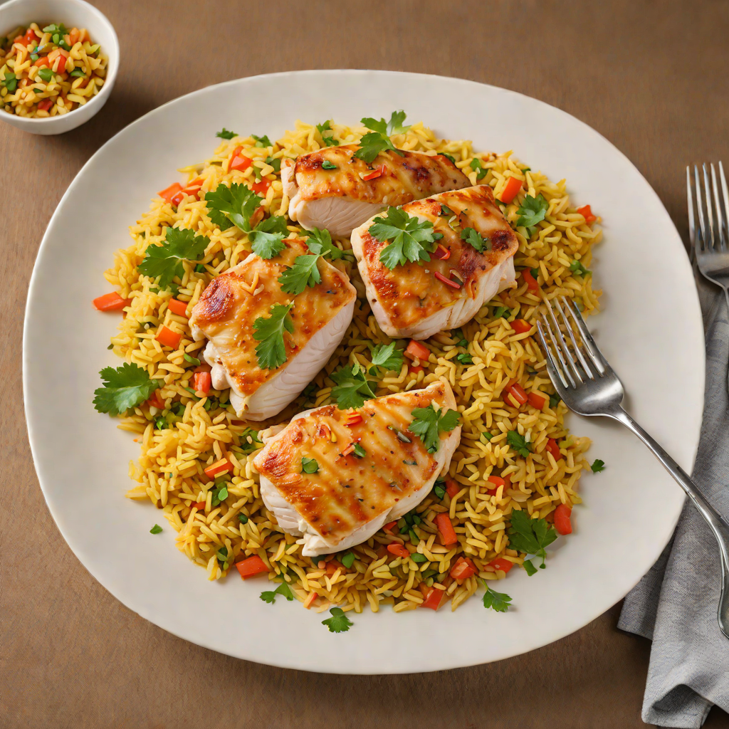 Pan-Seared Chicken with Saffron and Spanish Rice Pilaf