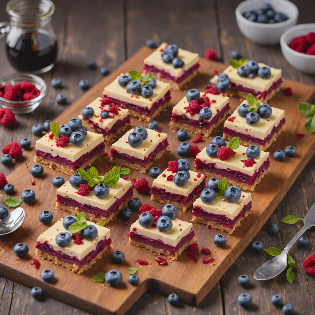 Blueberry and Red Velvet Layered Cheesecake Bars