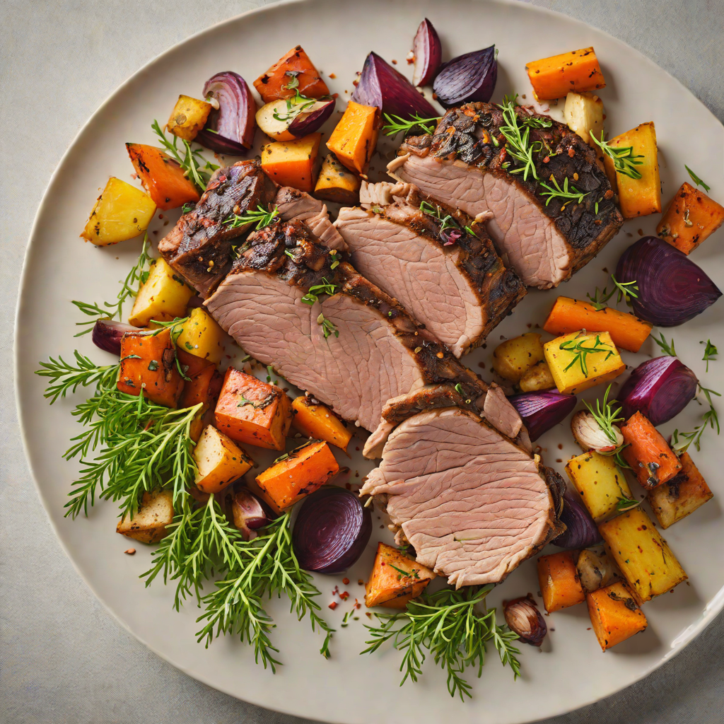 Slow-Roasted Lamb Shoulder with Wattleseed Rub and Roasted Root Vegetables