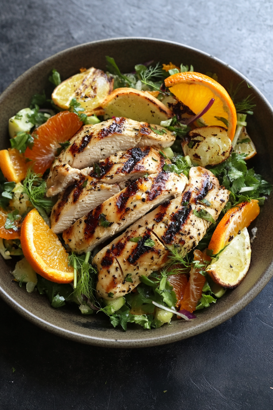 Sautéed Garlic Chicken with Citrus and Herb Salad