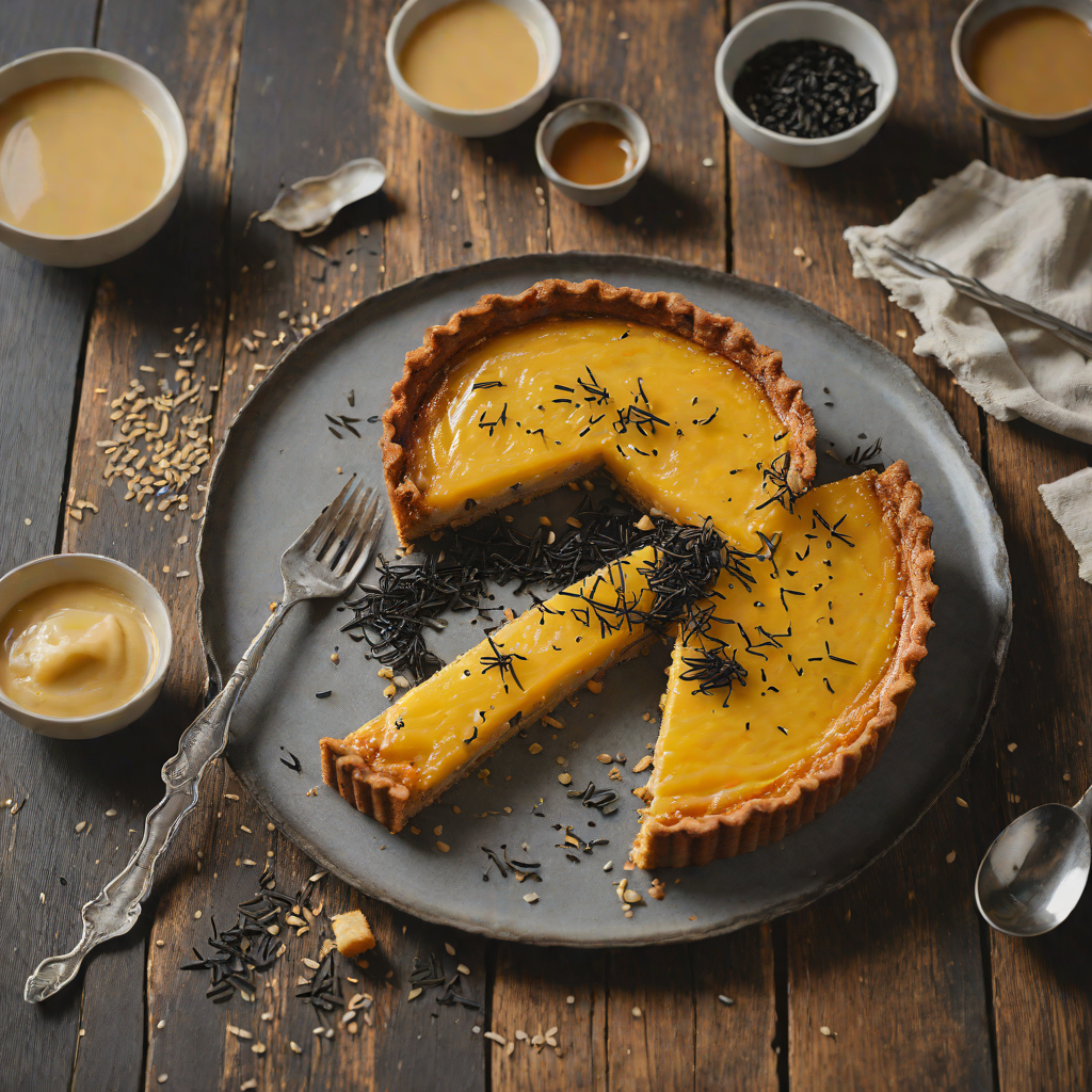Caramelized Miso Custard Tart with Black Sesame Crust