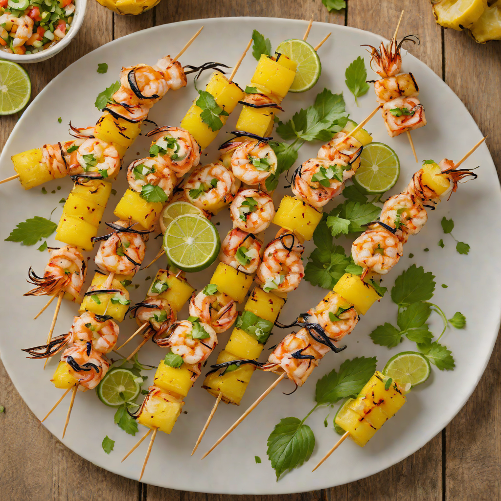 Grilled Pineapple and Jalapeño Shrimp Skewers