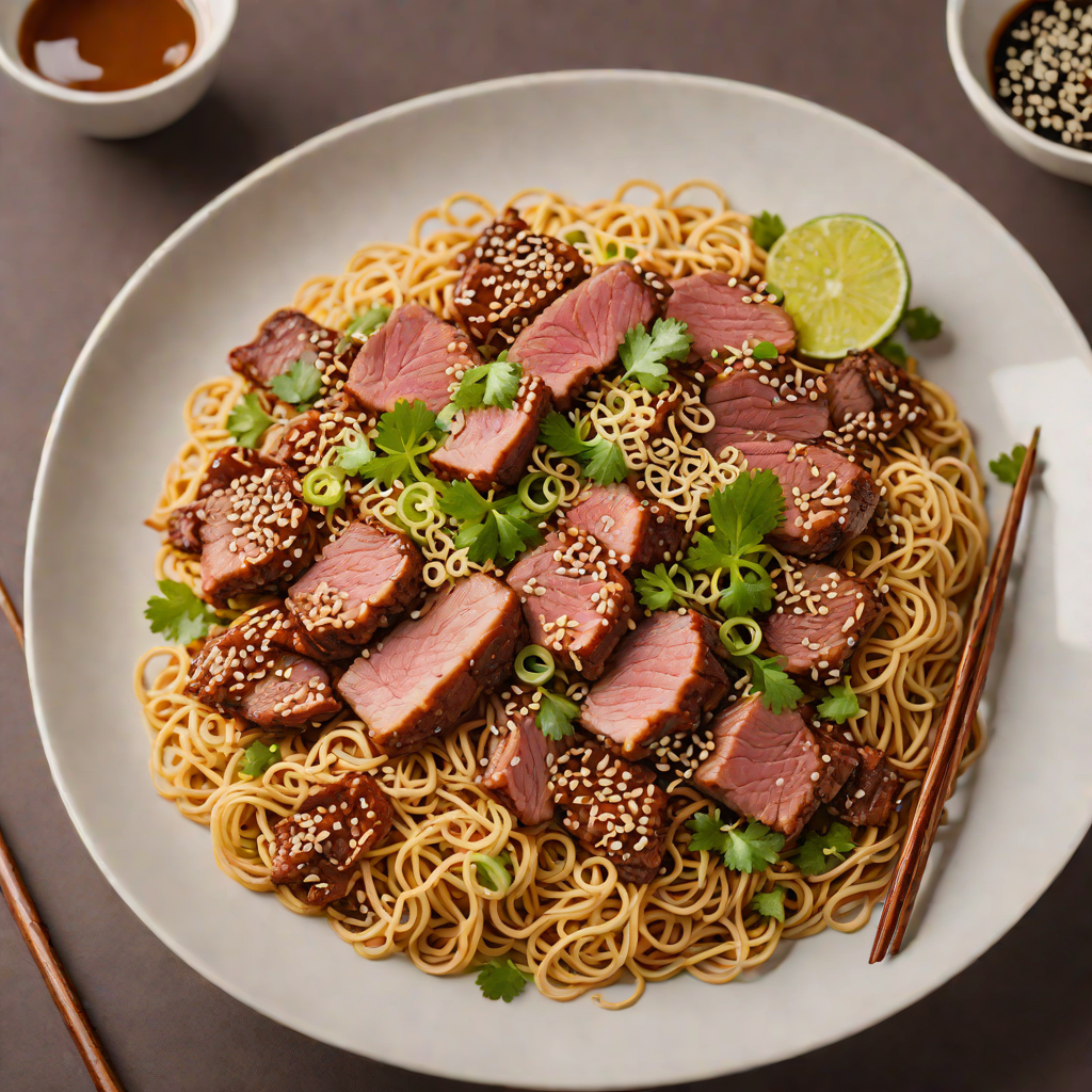 Sesame-Glazed Pork with Beef Noodle Ramen
