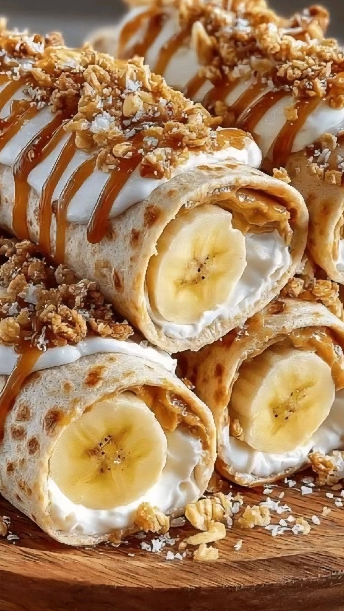 Caramelized Banana Crepes with Cinnamon Whipped Cream