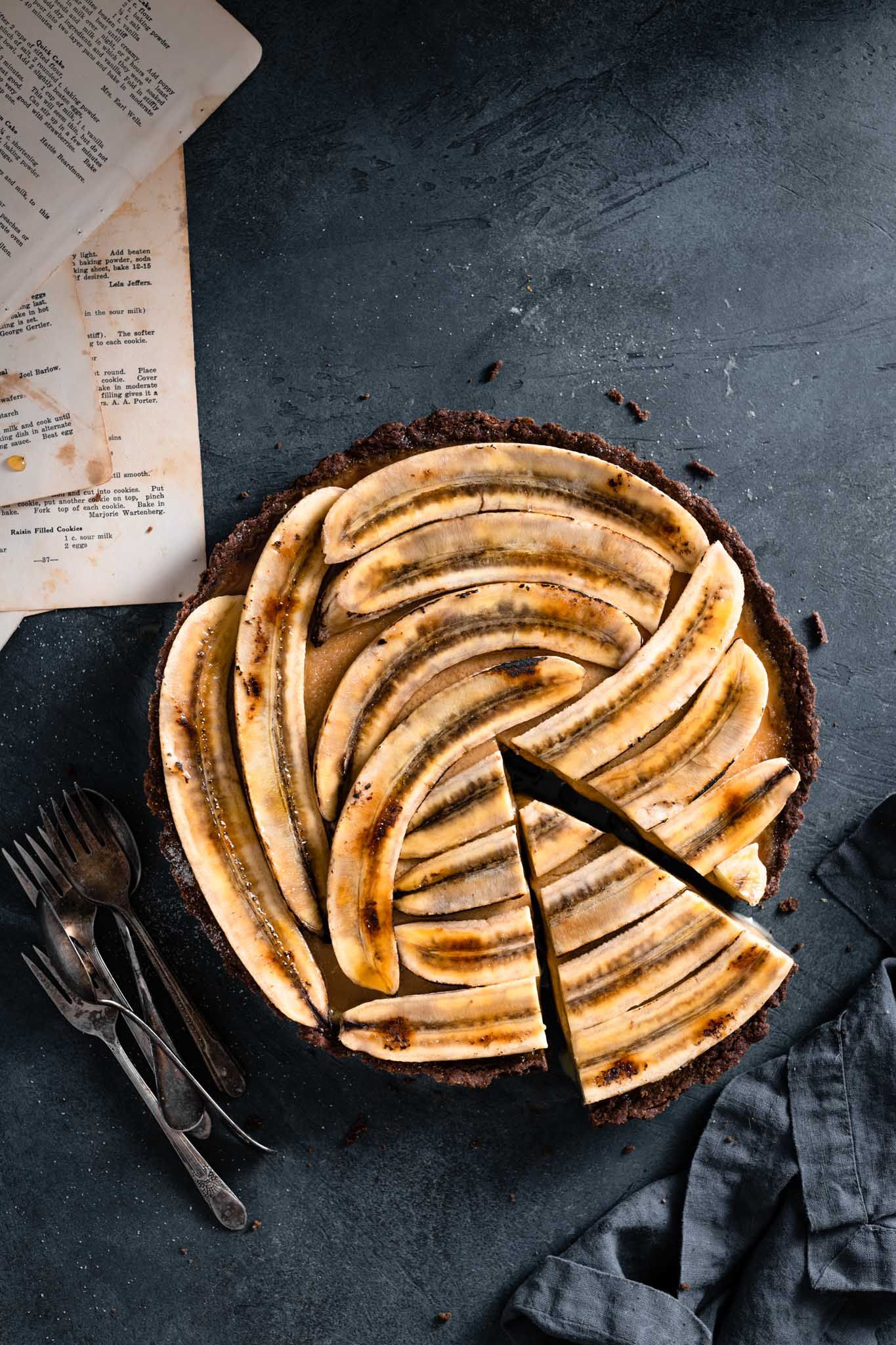 Caramelized Banana and Black Sesame Tart
