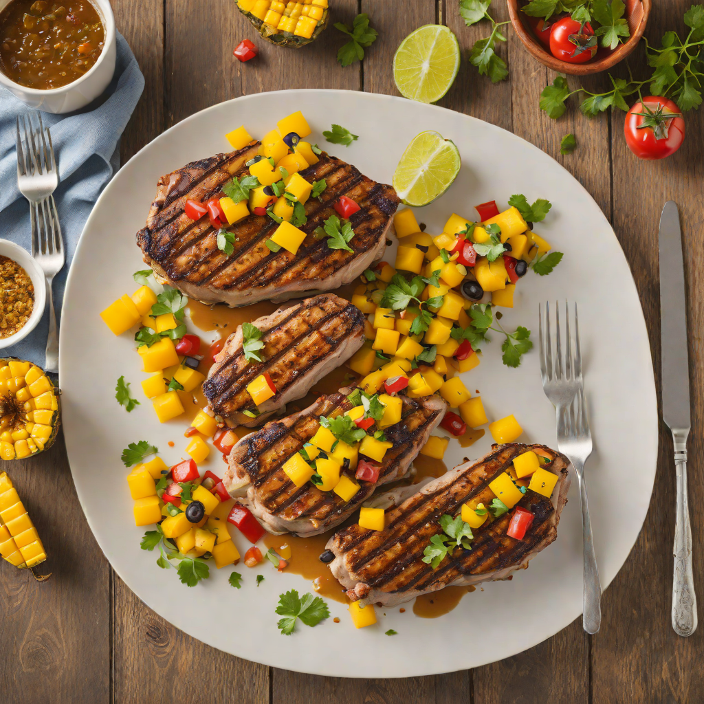 Caribbean-Style Jerk Pork Chops with Mango Salsa