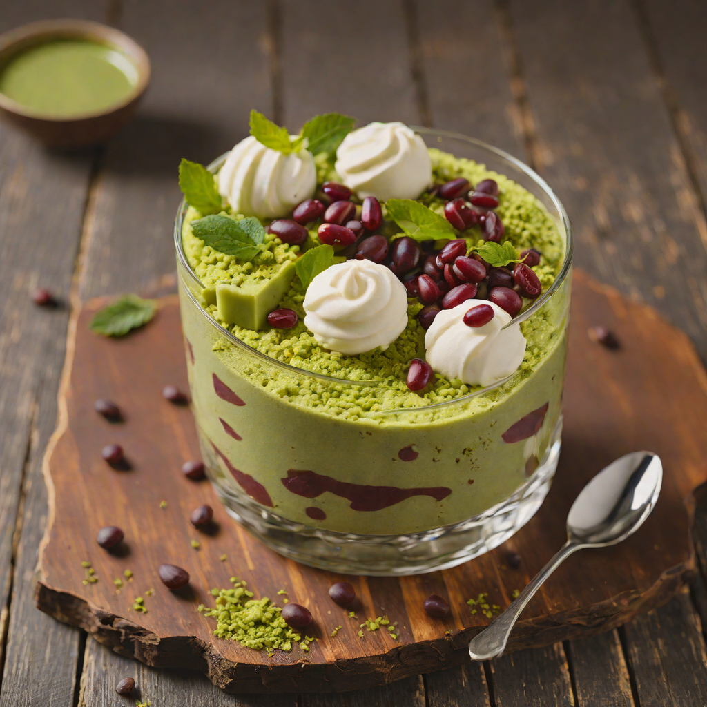 Matcha Azuki Parfait with Sweet Red Bean and Whipped Cream