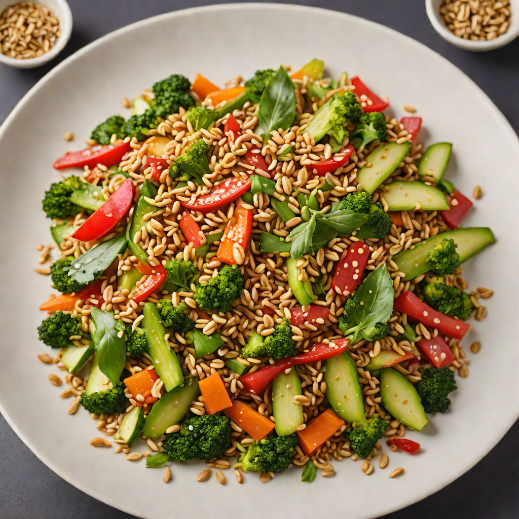Vegetable Stir-Fry with Chili Brown Sauce and Crushed Peanuts