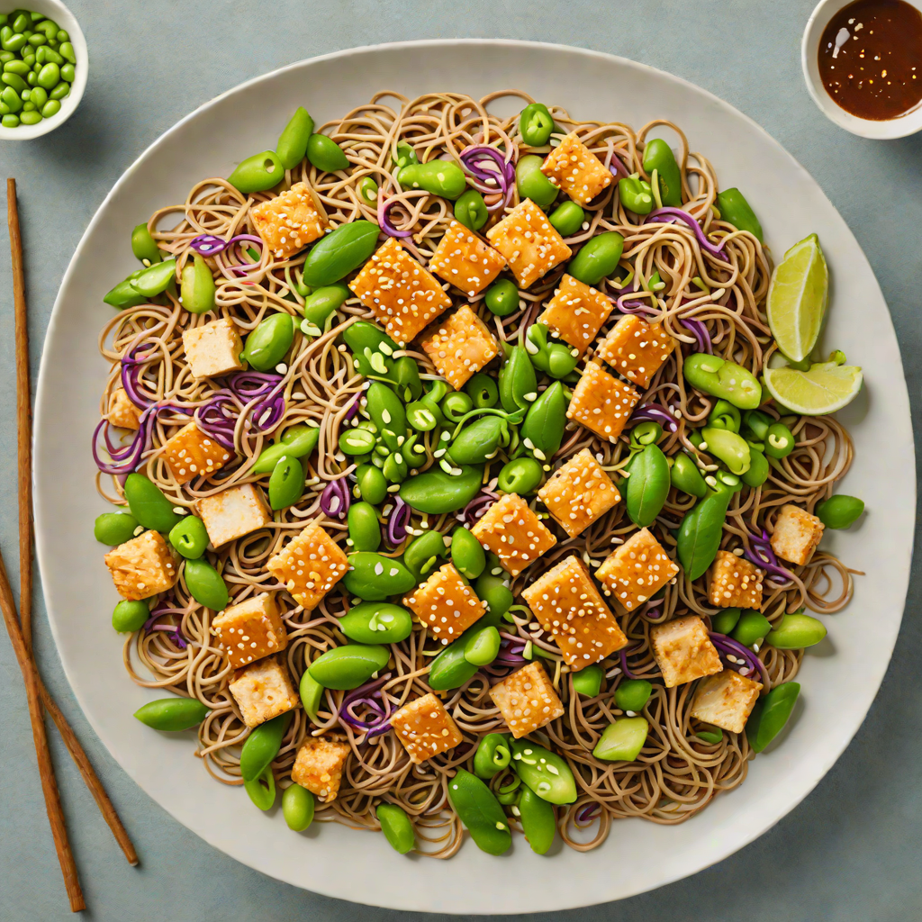 Sesame-Ginger Soba Noodle Salad with Tofu and Edamame