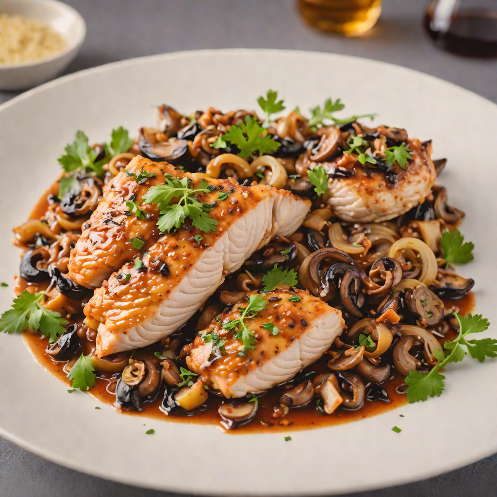 Pan-Seared Chicken with Smoky Mushroom and Caramelized Onion Ragu