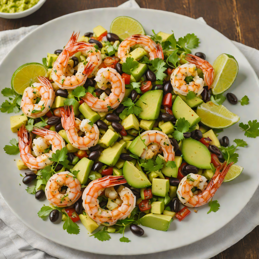 Sautéed Garlic-Lime Shrimp with Avocado Black Bean Salad