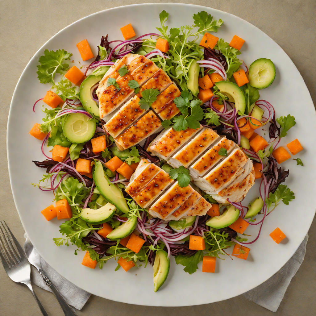 Pan-Seared Chicken with Roasted Carrot and Avocado Salad