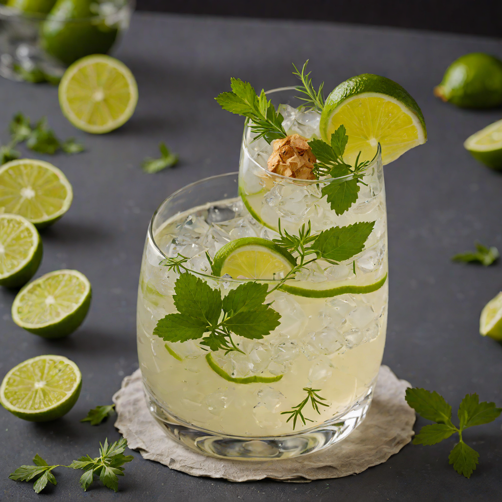 Ginger-Lime Gin Fizz with Fresh Herbs