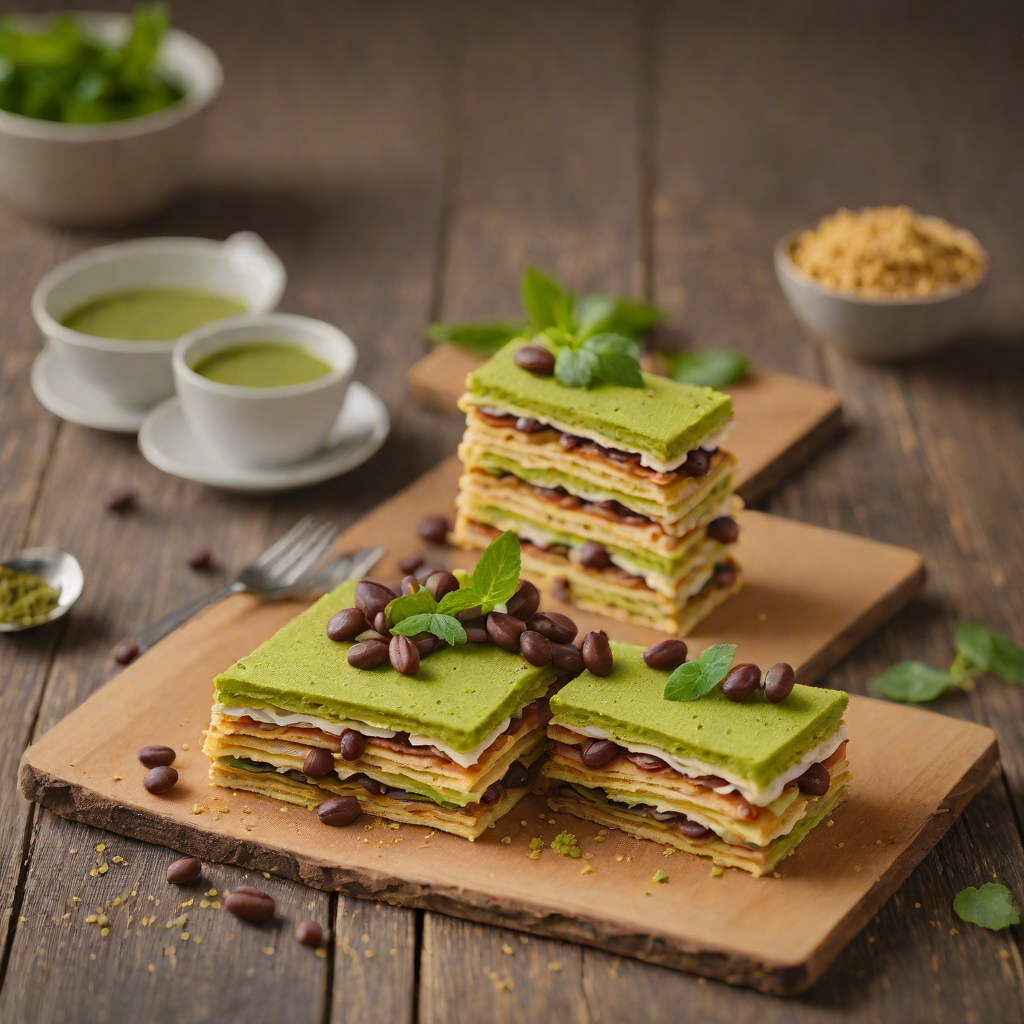 Matcha Mille-Feuille with Azuki Bean Cream