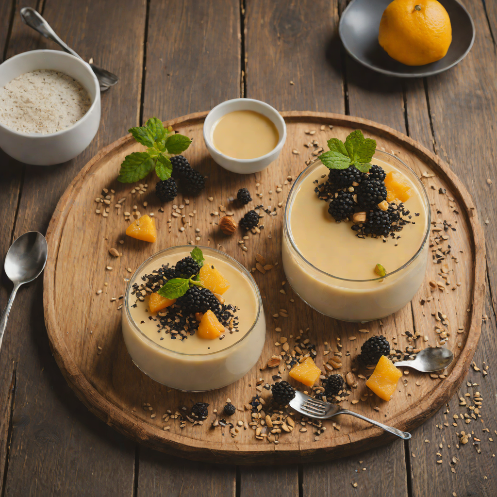 Baked Yuzu Panna Cotta with Black Sesame Crumble