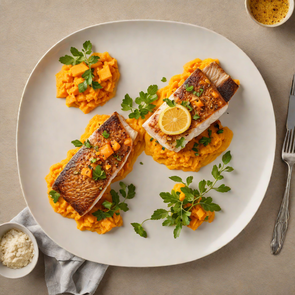 Slow-Cooked Barramundi with Lemon Myrtle and Sweet Potato Mash