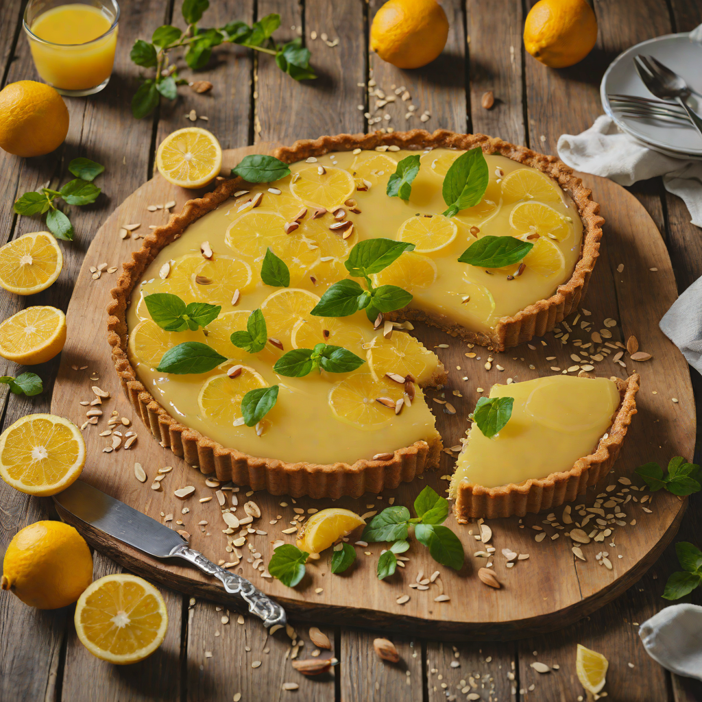 Baked Yuzu Tart with Almond Crust and Citrus Glaze