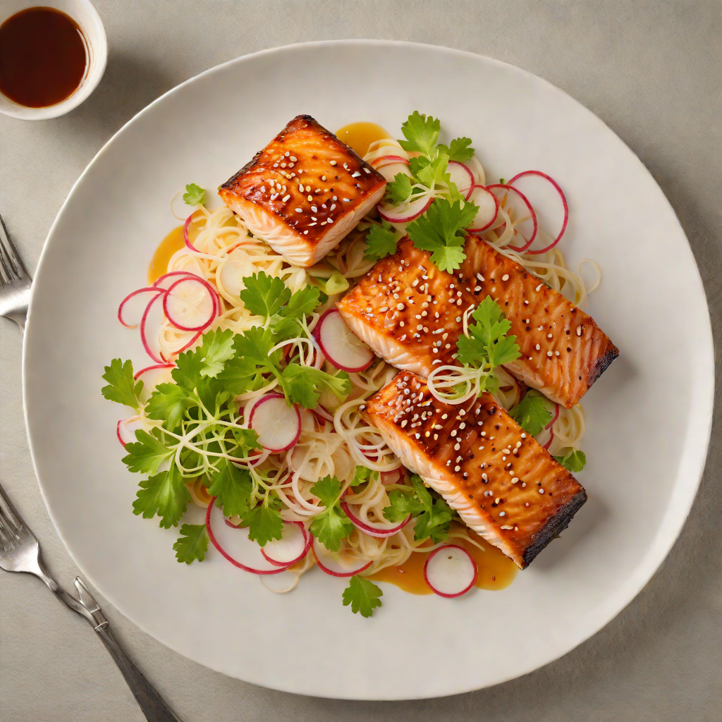 Miso-Glazed Salmon with Pickled Daikon and Ginger Salad