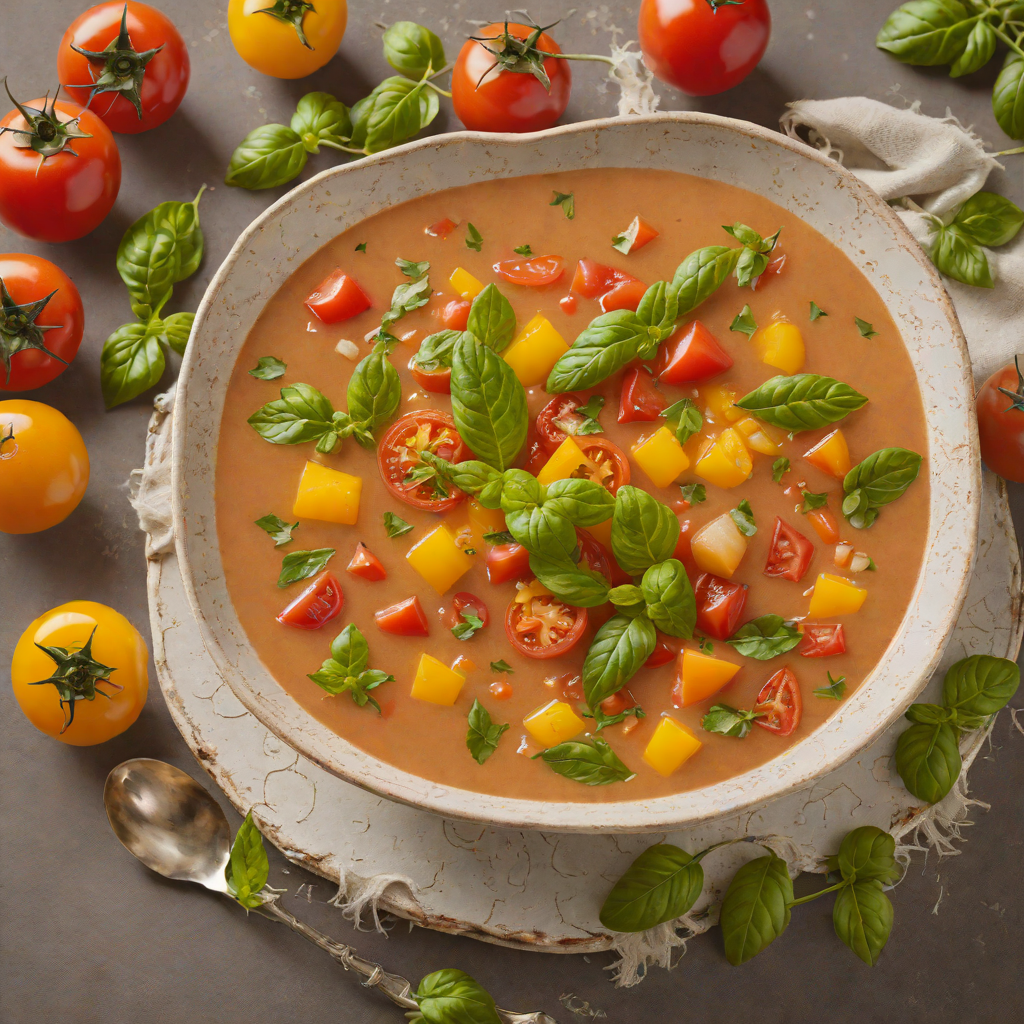 Chilled Italian Summer Gazpacho with Heirloom Tomatoes and Basil