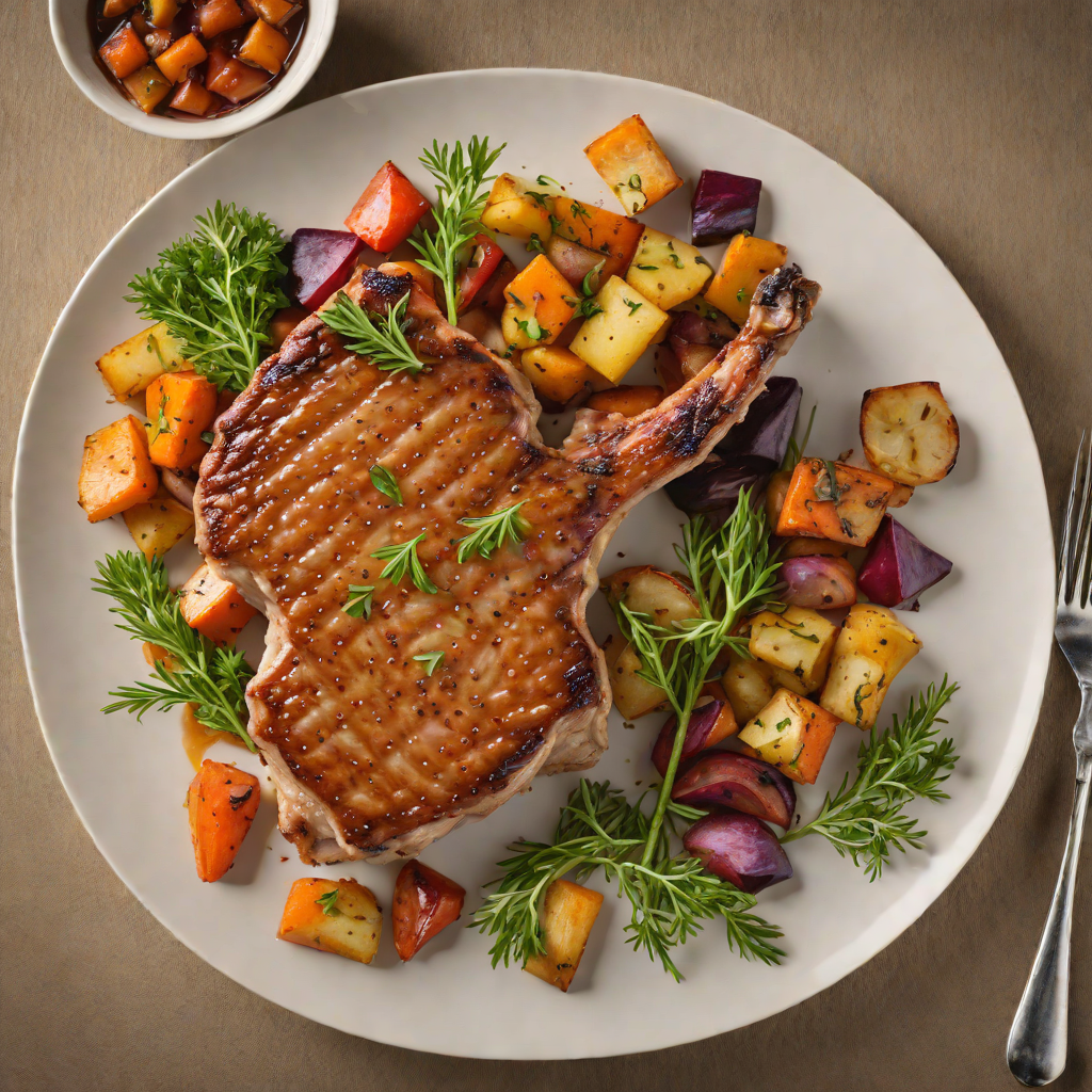 Maple-Glazed Forest Lake Pork Chops with Roasted Root Vegetables