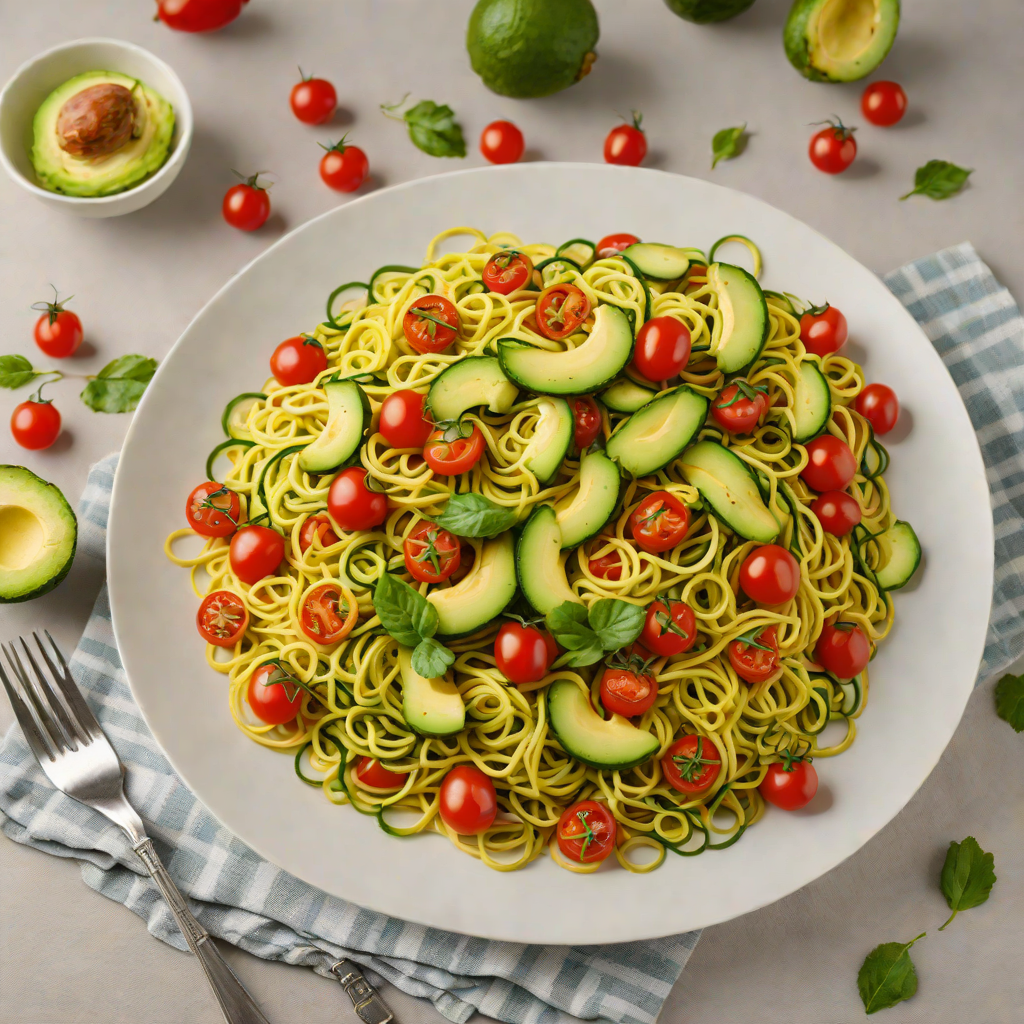 Zucchini Noodle Stir-Fry with Avocado and Cherry Tomatoes