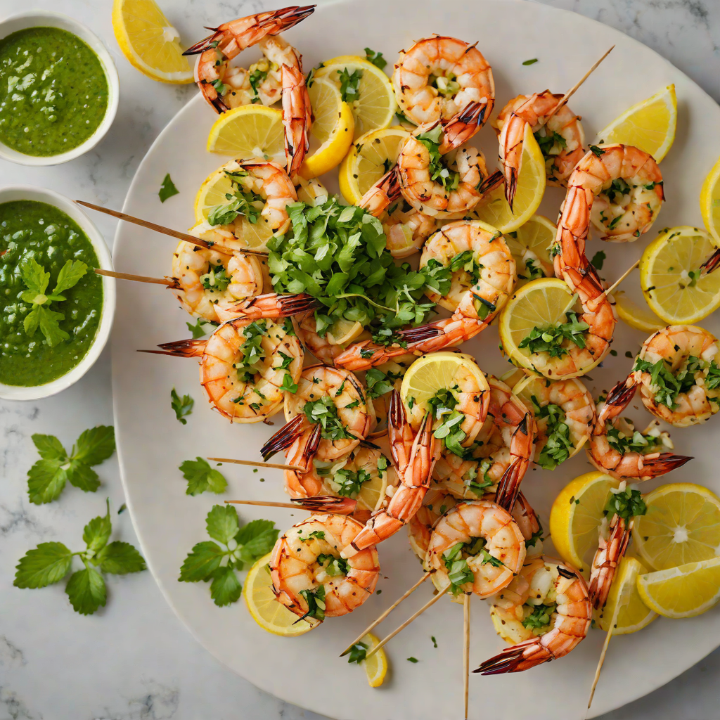 Grilled Market Cap Shrimp Skewers with Citrus Chimichurri
