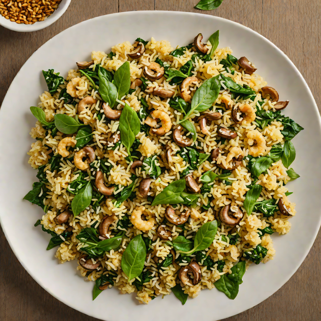 Stir-Fried Cauliflower Rice with Garlic, Mushrooms, and Spinach