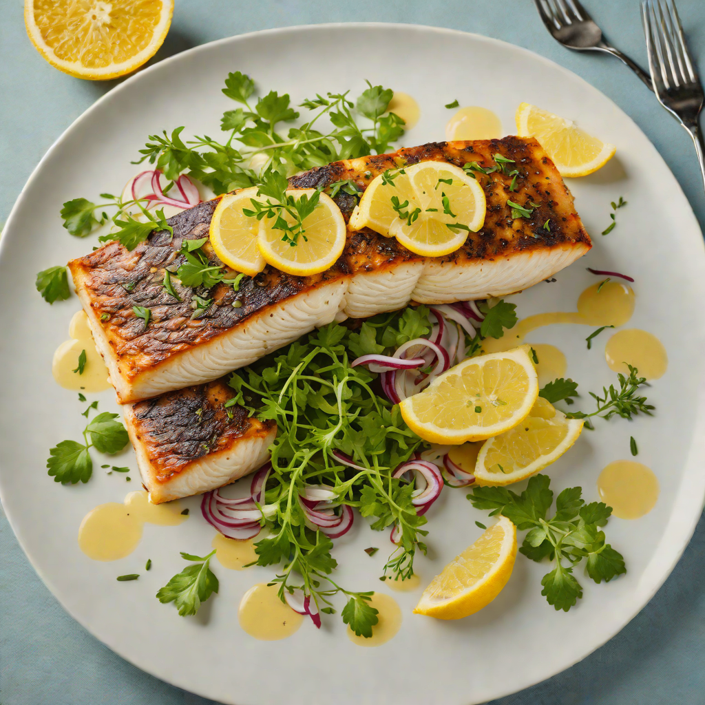 Pan-Seared Sea Bass with Lemon Butter and Herb Salad